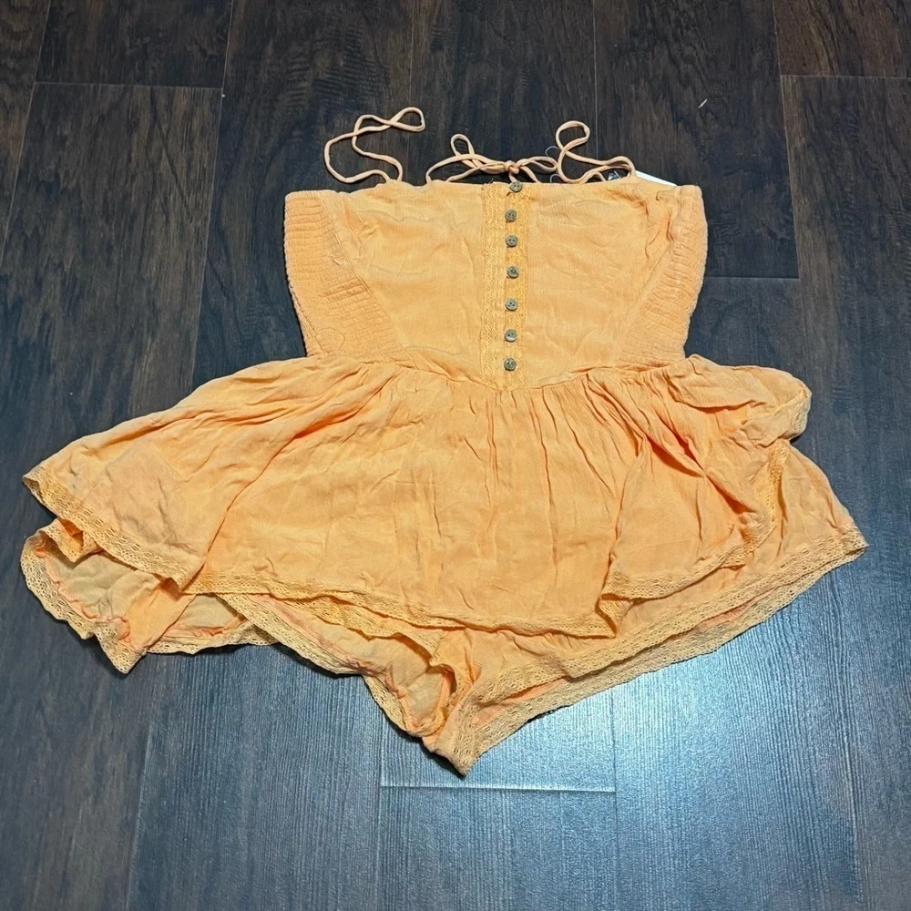Free People Marley Romper Orange Large NWT